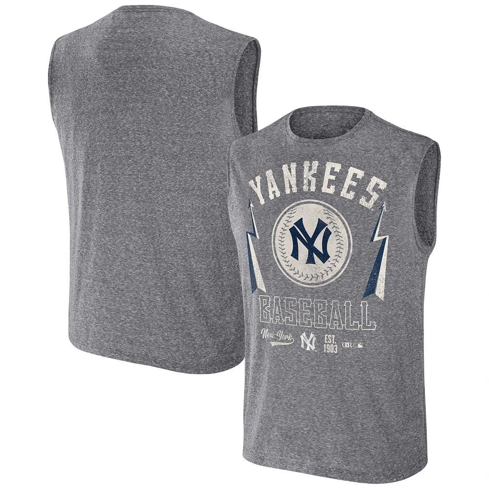 Men's Darius Rucker Collection by Fanatics Charcoal New York Yankees Relaxed-Fit Muscle Tank Top