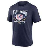 Men's Fanatics Heather Navy New York Yankees Home Team Tri-Blend T-Shirt