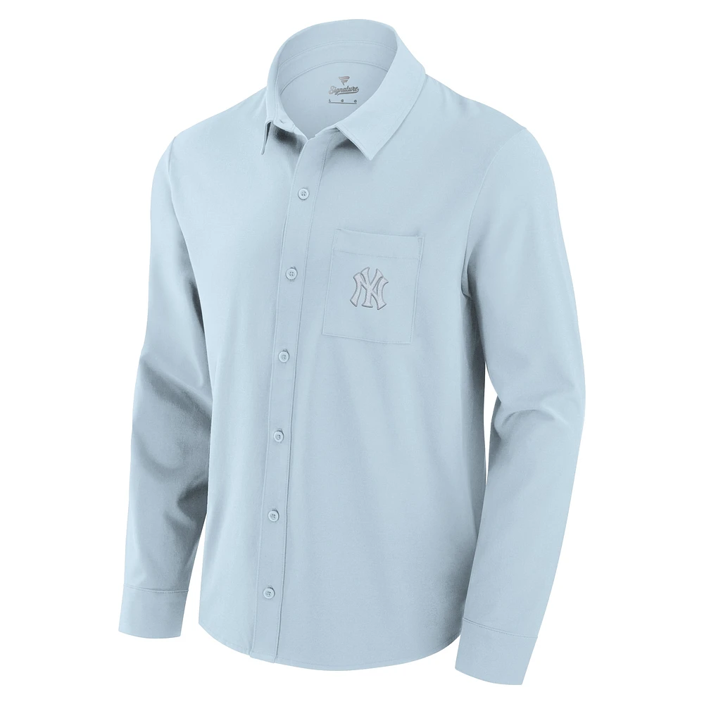 Men's Fanatics Light Blue New York Yankees Front Office Long Sleeve Button-Up Shirt