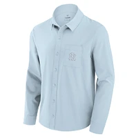 Men's Fanatics Light Blue New York Yankees Front Office Long Sleeve Button-Up Shirt
