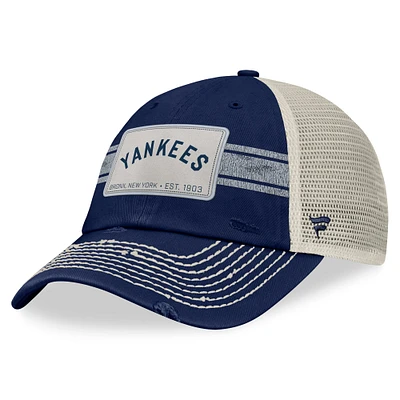 Men's Fanatics Navy/Natural New York Yankees  Heritage Stripe Trucker Adjustable Hat