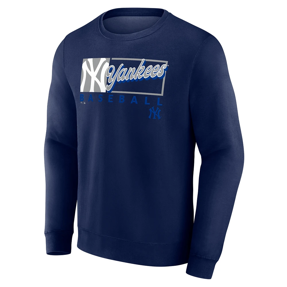 Men's Fanatics Navy New York Yankees Focus Fleece Pullover Sweatshirt