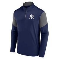 Men's Fanatics Navy New York Yankees Logo Quarter-Zip Top