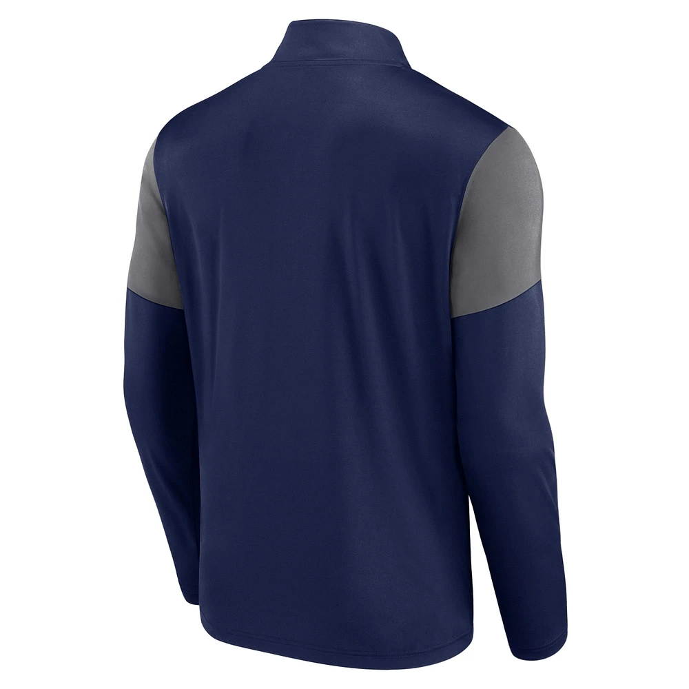 Men's Fanatics Navy New York Yankees Logo Quarter-Zip Top