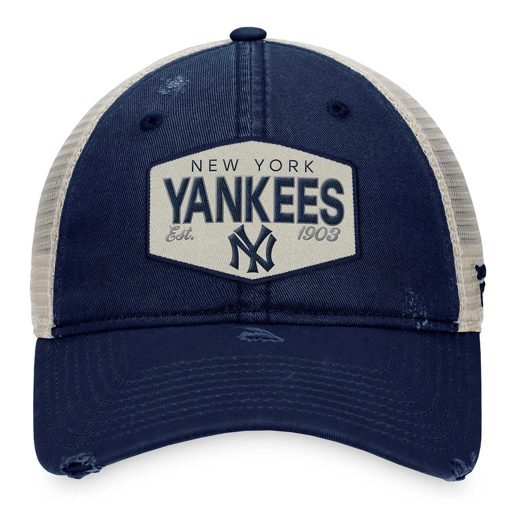 Men's Fanatics Navy New York Yankees Patch Trucker Adjustable Hat