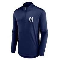 Men's Fanatics Navy New York Yankees Quarterback Quarter-Zip Top