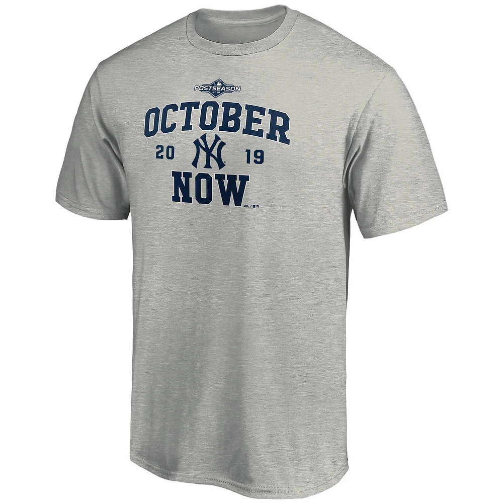 Men's Majestic Heather Gray New York Yankees 2019 Postseason - Dugout Authentic T-Shirt