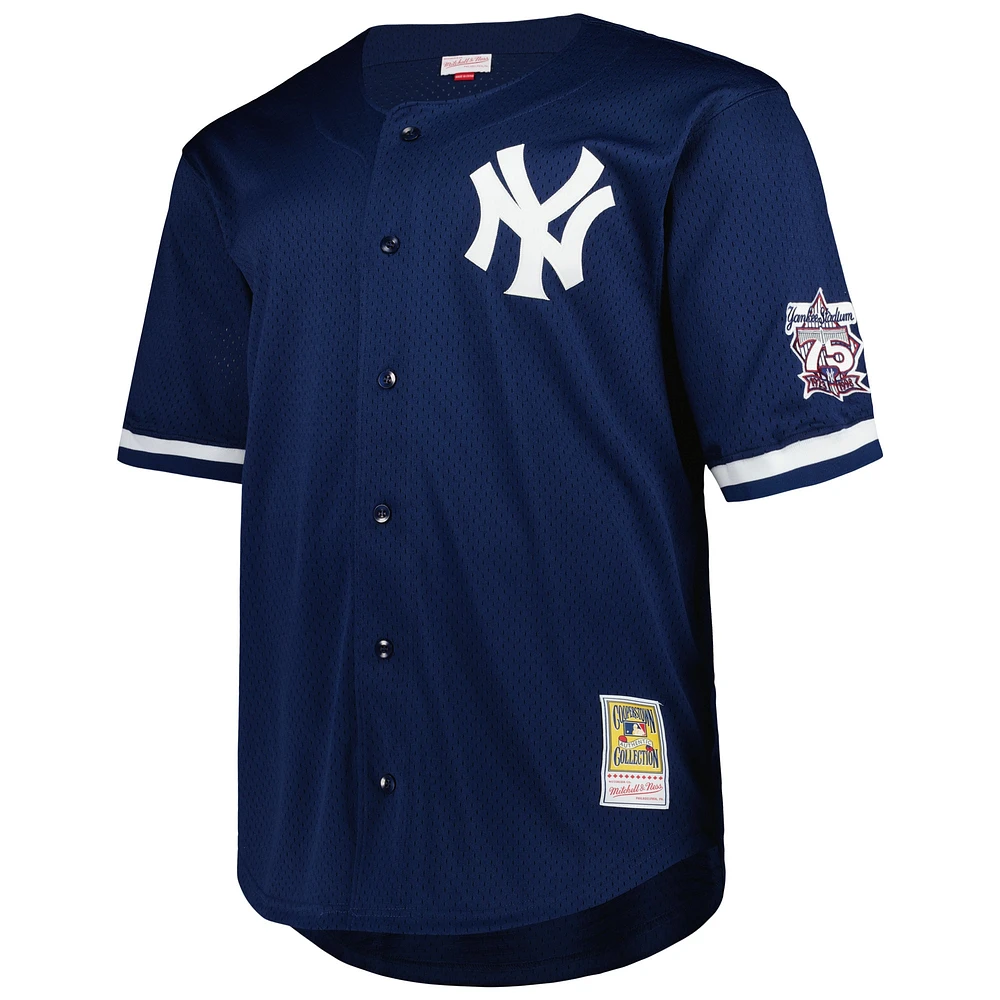 Men's Mitchell & Ness Derek Jeter Navy New York Yankees Big Tall Cooperstown Collection Mesh Batting Practice Jersey