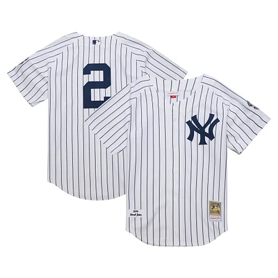 Maillot de retour authentique la collection Cooperstown 2014 des New York Yankees Mitchell & Ness Derek Jeter blanc pour hommes