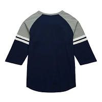 Men's Mitchell & Ness Navy New York Yankees Cooperstown Collection Legendary Raglan Slub Henley 3/4-Sleeve T-Shirt