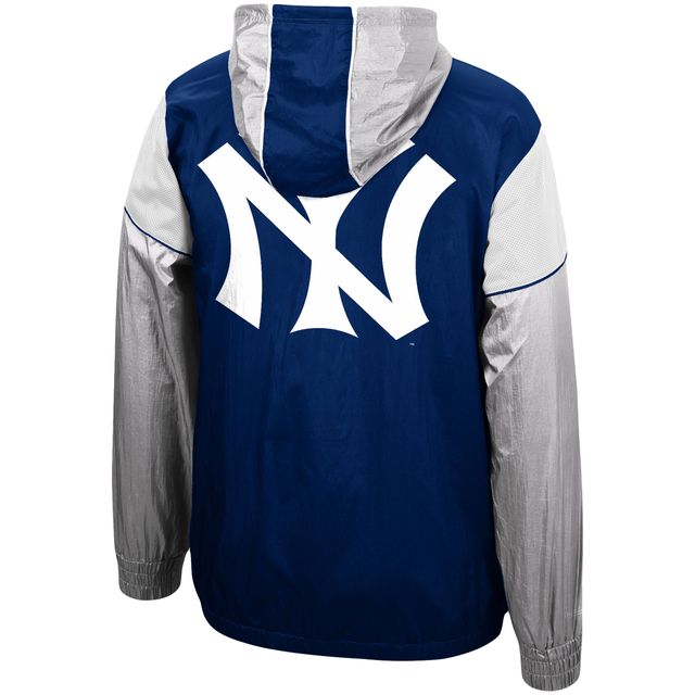 Veste à capuche coupe-vent demi-fermeture éclair pour homme Mitchell & Ness Navy New York Yankees Highlight Reel