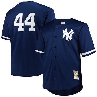 Maillot d'entraînement au bâton en maille pour hommes Mitchell & Ness Reggie Jackson bleu marine New York Yankees Big Tall Cooperstown Collection