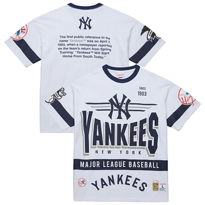 Men's Mitchell & Ness White New York Yankees Cooperstown Collection Team Origins Premium T-Shirt
