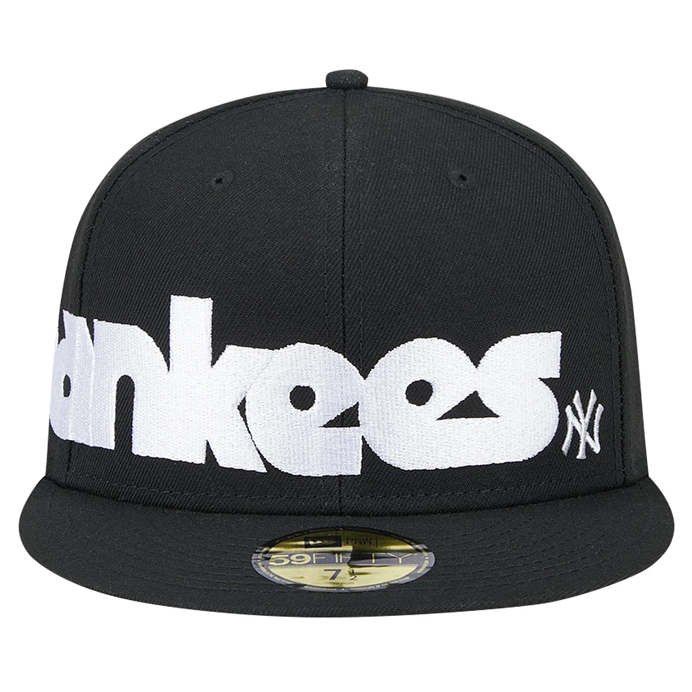 Men's New Era Black York Yankees Checkered Undervisor 59FIFTY Fitted Hat
