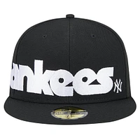 Men's New Era Black York Yankees Checkered Undervisor 59FIFTY Fitted Hat
