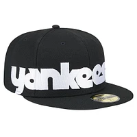 Men's New Era Black York Yankees Checkered Undervisor 59FIFTY Fitted Hat