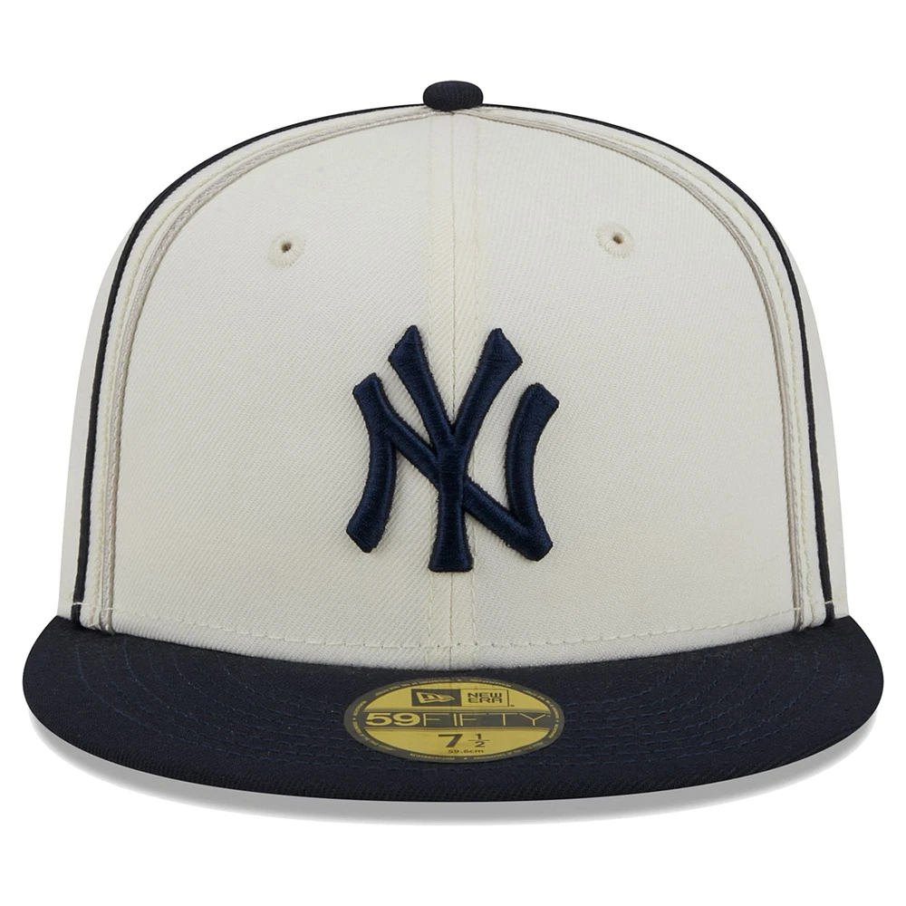 Men's New Era  Cream/Navy York Yankees Chrome Sutash 59FIFTY Fitted Hat