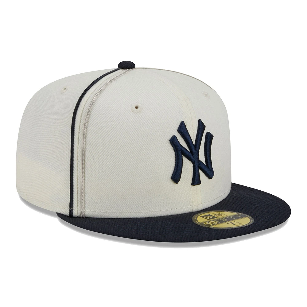 Men's New Era  Cream/Navy York Yankees Chrome Sutash 59FIFTY Fitted Hat