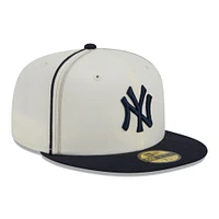Men's New Era  Cream/Navy York Yankees Chrome Sutash 59FIFTY Fitted Hat