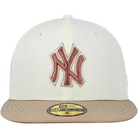 Men's New Era Cream York Yankees Chrome Camel Rust Undervisor 59FIFTY Fitted Hat
