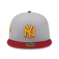 Men's New Era Gray/Red York Yankees World Series Champions Navy Undervisor 59FIFTY Fitted Hat