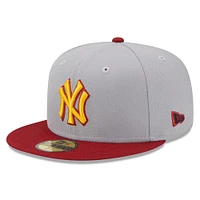 Men's New Era Gray/Red York Yankees World Series Champions Navy Undervisor 59FIFTY Fitted Hat