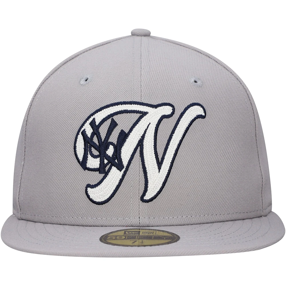 Men's New Era Gray York Yankees  Duo Logo 2.0 59FIFTY Fitted Hat