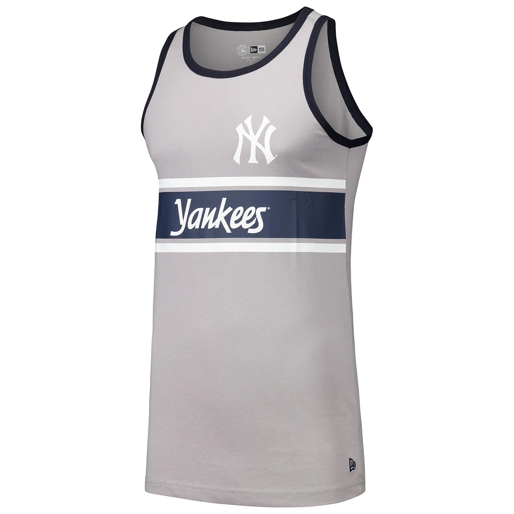 Men's New Era Gray York Yankees Jersey Ringer Tank Top