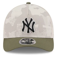 Men's New Era Light Beige/Olive New York Yankees 2025 Armed Forces Day 9FORTY M-Crown A-Frame Adjustable Hat