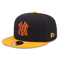 Men's New Era Navy/Gold York Yankees Primary Logo 59FIFTY Fitted Hat