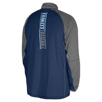 Men's New Era Navy York Yankees Father's Day Raglan Quarter-Zip Top