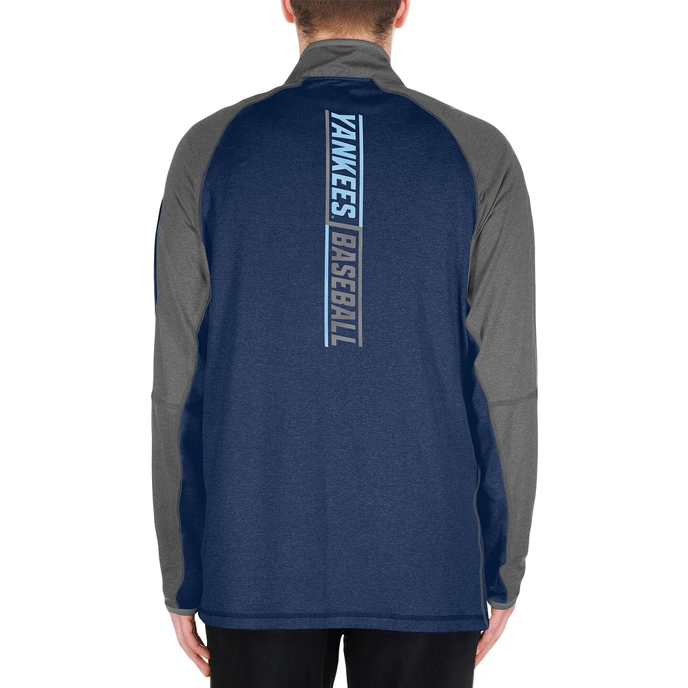 Men's New Era Navy York Yankees Father's Day Raglan Quarter-Zip Top
