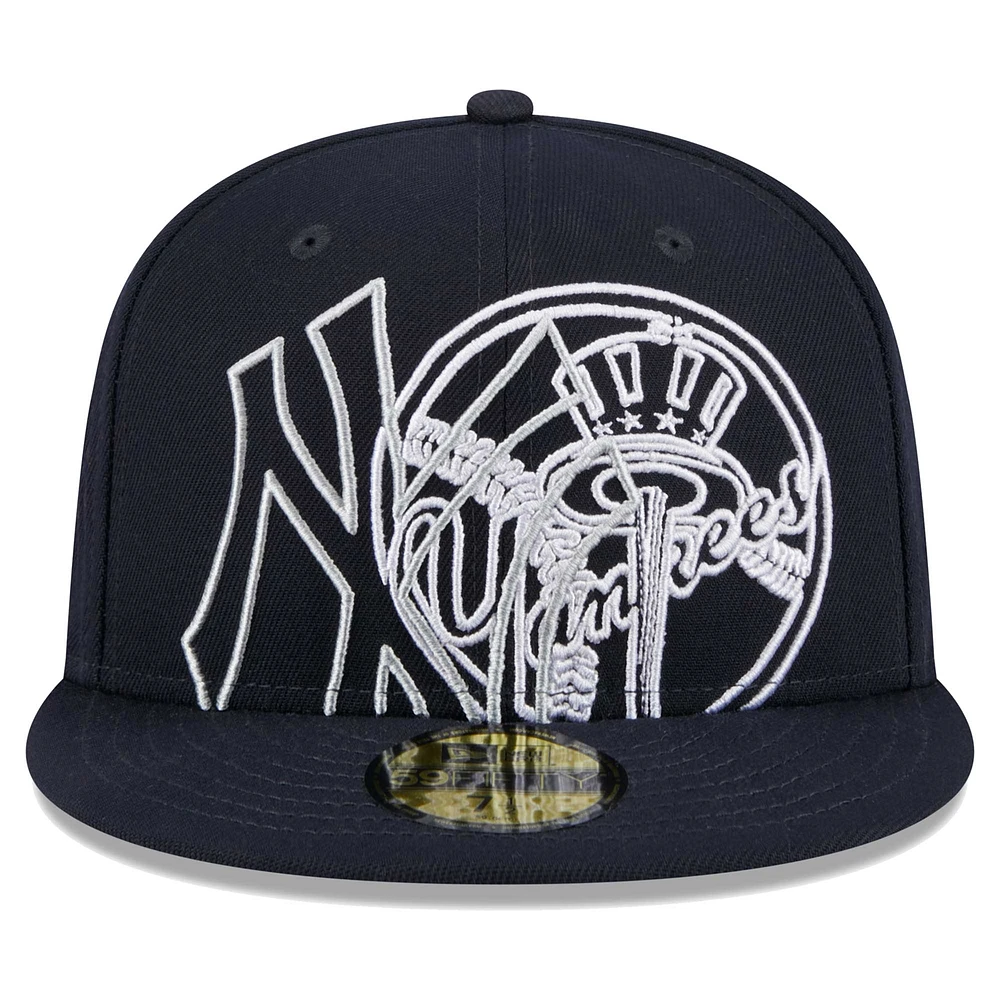 Men's New Era Navy York Yankees Game Day Overlap 59FIFTY Fitted Hat