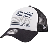 Men's New Era Navy New York Yankees Stacked 9FORTY Trucker Adjustable Hat