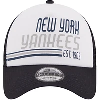 Men's New Era Navy New York Yankees Stacked 9FORTY Trucker Adjustable Hat