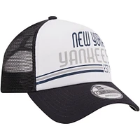 Men's New Era Navy New York Yankees Stacked 9FORTY Trucker Adjustable Hat