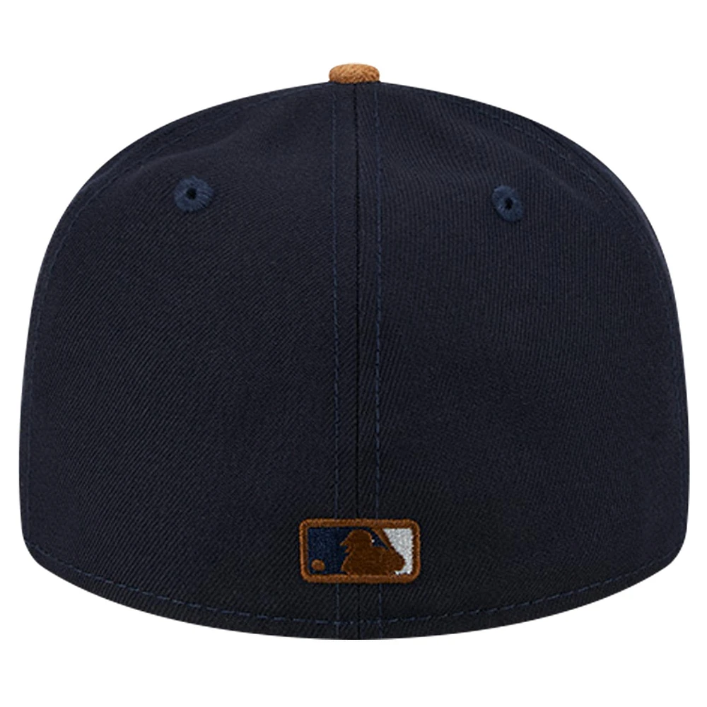 Men's New Era Navy York Yankees Team Suede Visor Low Profile 59FIFTY Fitted Hat