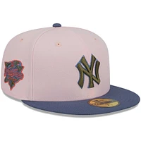 Men's New Era Pink/Blue York Yankees  Olive Undervisor 59FIFTY Fitted Hat