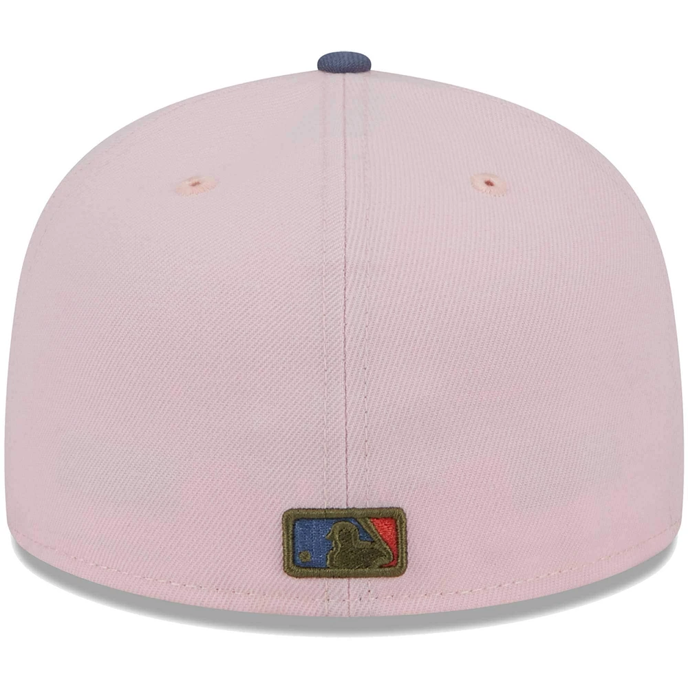 Men's New Era Pink/Blue York Yankees  Olive Undervisor 59FIFTY Fitted Hat