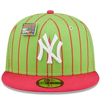 Men's New Era Pink/Green York Yankees MLB x Big League Chew - Wild Pitch Watermelon Flavor Pack 59FIFTY Fitted Hat