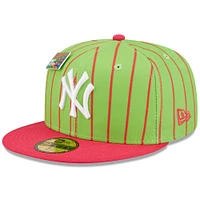 Men's New Era Pink/Green York Yankees MLB x Big League Chew - Wild Pitch Watermelon Flavor Pack 59FIFTY Fitted Hat
