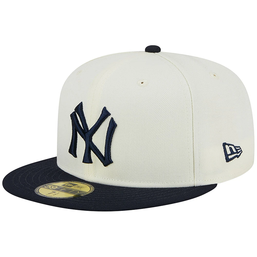 Men's New Era Stone/Navy York Yankees Retro 59FIFTY Fitted Hat