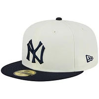 Men's New Era Stone/Navy York Yankees Retro 59FIFTY Fitted Hat