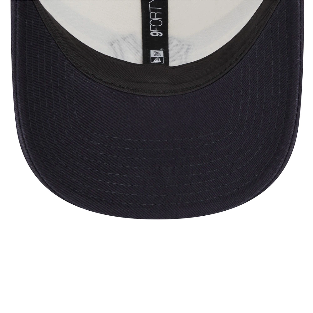 Men's New Era White/Navy New York Yankees Team Stripe Trucker 9FORTY Snapback Hat