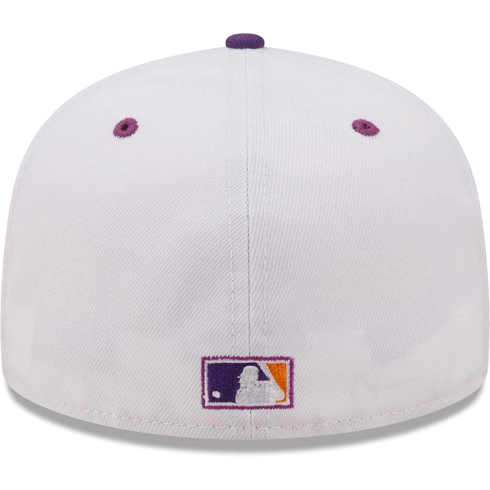 Men's New Era White/Purple York Yankees 2000 World Series Grape Lolli 59FIFTY Fitted Hat
