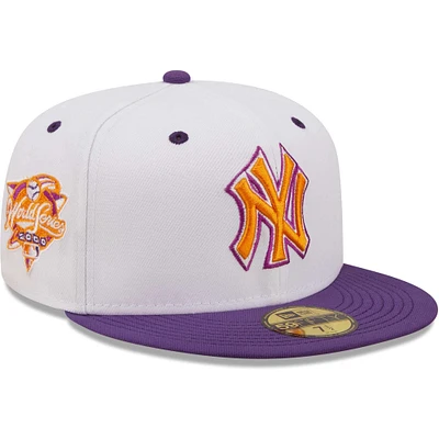 Casquette ajustée 59FIFTY Grape Lolli des New York Yankees 2000 World Series Era pour homme, blanc/violet