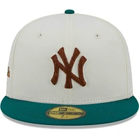 Men's New Era White York Yankees Cooperstown Collection Camp 59FIFTY Fitted Hat
