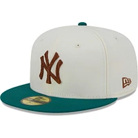 Men's New Era White York Yankees Cooperstown Collection Camp 59FIFTY Fitted Hat