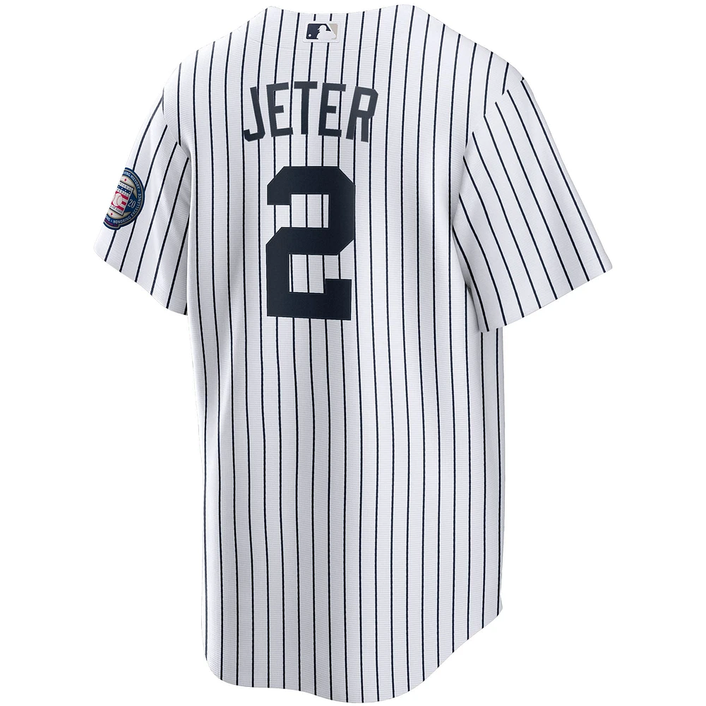 Men's Nike Derek Jeter White/Navy New York Yankees 2020 Hall of Fame Induction Home Replica Player Name Jersey