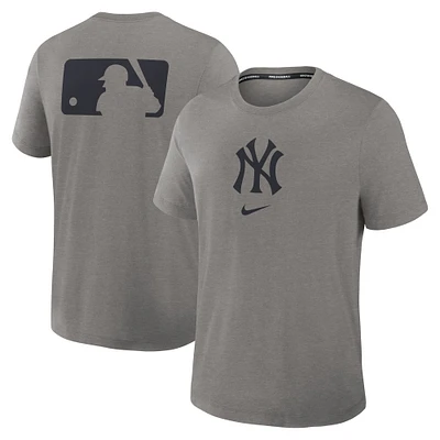 T-shirt Nike Heather Charcoal New York Yankees Authentic Collection Early Work Tri-Blend Performance pour homme